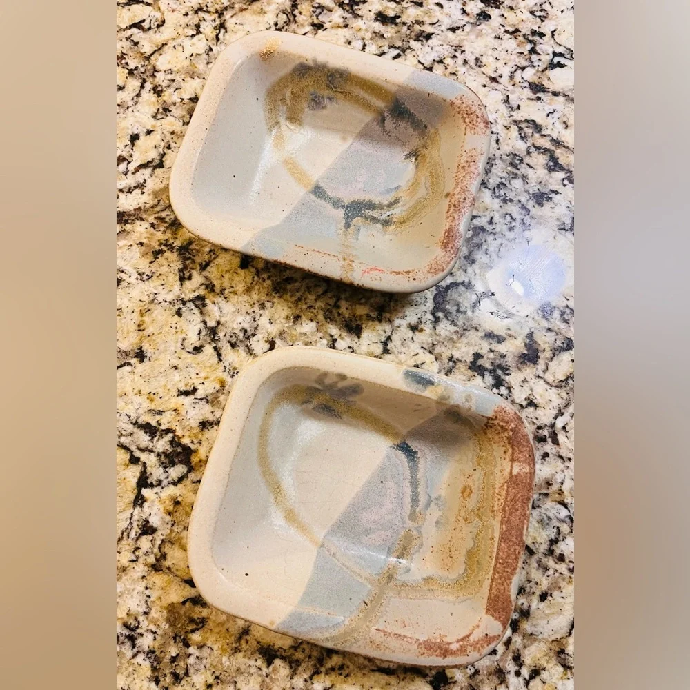 Handmade pottery dishes - about 6x4